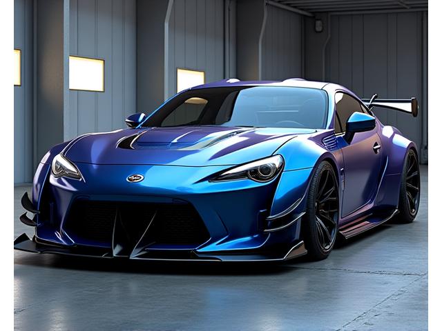 Customized show car with a widebody kit and unique aerodynamic elements