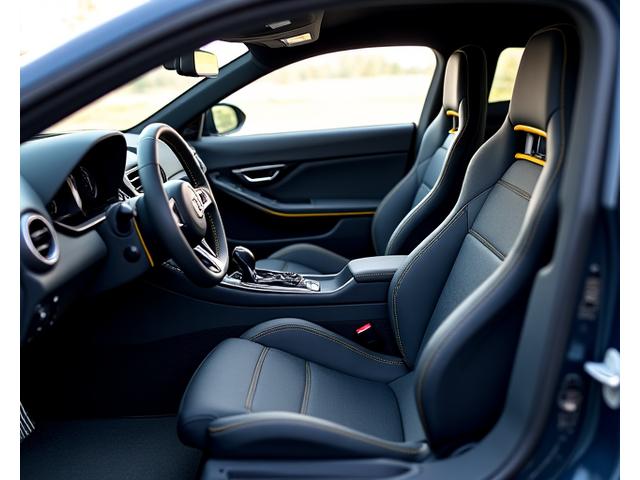 Custom crafted car interior with unique dashboard and racing seats
