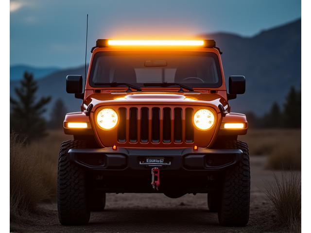 Off-road vehicle with a custom mounted LED light bar for extreme visibility