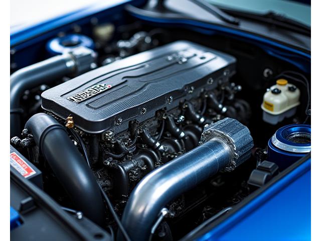 High-performance engine bay with intricate tuning components