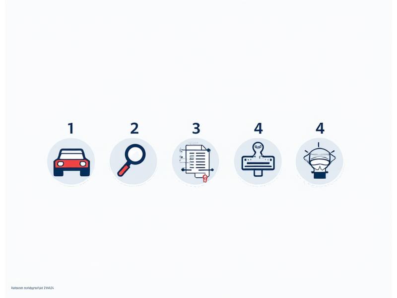 A detailed infographic illustrating a multi-step vehicle diagnostic process, showing icons for consultation, scanning, inspection, and reporting.