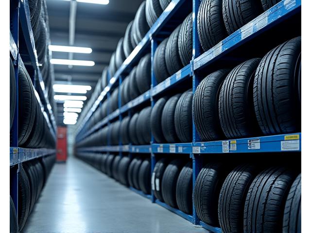 Extensive wall of premium vehicle tires from various manufacturers.